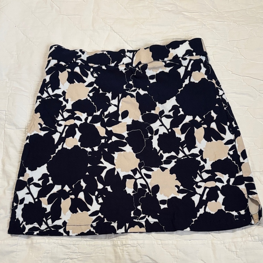 Rafaella‎ Blue and Tan Floral Mini Skirt